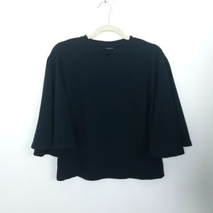 Who What Wear | Extreme Bell Sleeve Black Tee
